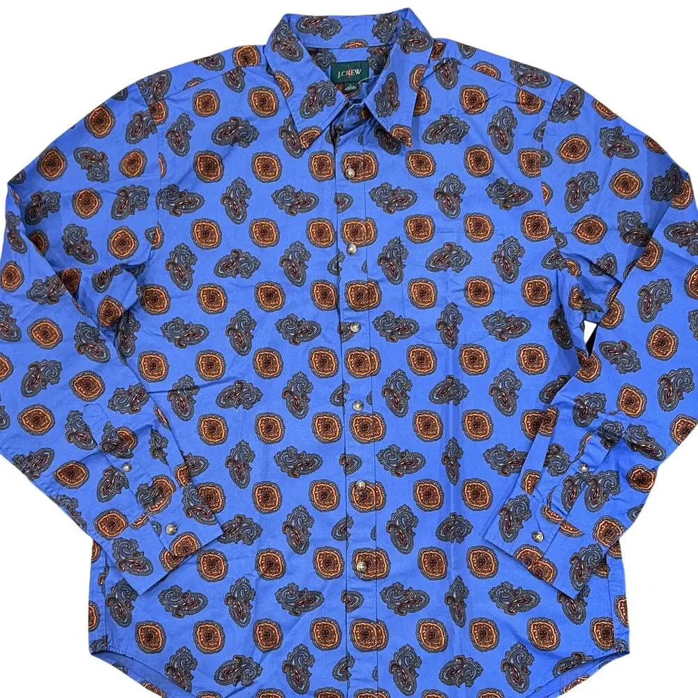 NWT J. Crew Men's Blue Multi Blake Paisley Vintage Twill Shirt